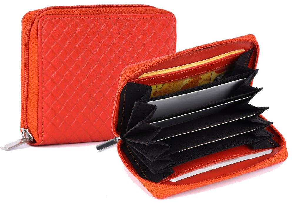 1792 Leather 12 Credit or Debit Card Holder Orange | Unisex RFID Blocking